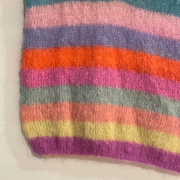 Rose Carmine Mohair Blend Rainbow Knit Sweater Vest Fairy  Boho S/M Whimsica - Picture 6 of 14